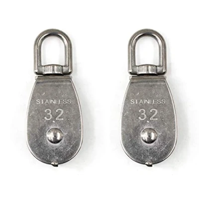 Image of M32 Wire Rope Single Pulley Block 304 Stainless Steel Roller Bearing Pack of 2 Loading:250KG