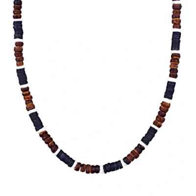 Image of Kuzzoi Buddha Men&#039;s Necklace Made of Heishi and Coconut Wood Beads (5 6 mm) with Silver Bead 925 Sterling Surfer Chain for Men Length Approx. 42 cm,