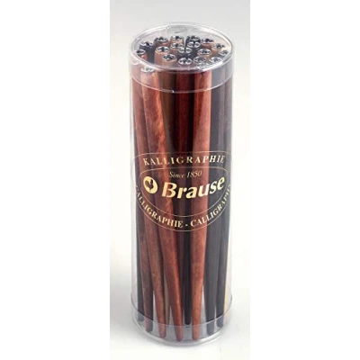 Image of Brause 1620B Pack of 20 Natural Wood Nib Holders, Assorted Colours