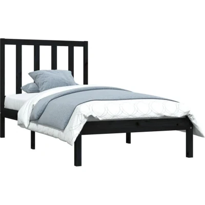 Image of vidaXL 3100583 Bed Frame without Mattress Black Solid Wood 100x200 cm (810011+814083)