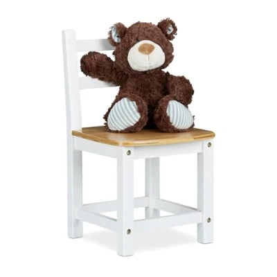 Image of Relaxdays RUSTICO Kids Chair, Bamboo, White, 28 x 28.5 50 cm