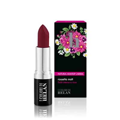Image of Helan I Colori Matte Lipstick for Your Makeup with Softening &amp; Elasticising Properties Long Lasting Plum Lipstick, Creamy Smooth Texture, Vegan, Gifts Women Made in Italy, Plum, 3.5 ml
