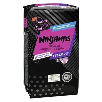 Image of Ninjamas Heart Pyjama Bottoms, 10 Absorbent Nightwear, 7 Years, 17 kg 30