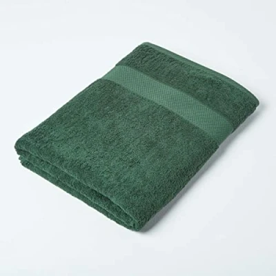 Image of HOMESCAPES Dark Green Turkish Cotton Jumbo Towel Super Soft Thick &amp; Absorbent 500 GSM Heavy Weight for everyday Luxury