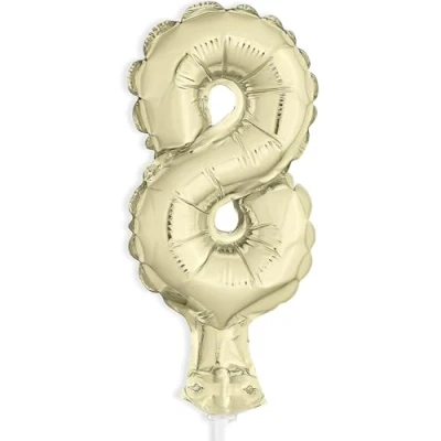 Image of Gold Foil Number 8 Balloon Cake Topper (12cm) Perfect for Birthdays, Anniversaries, &amp; Milestone Events 1 Pc