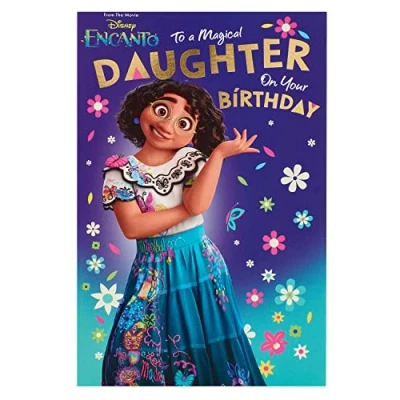 Image of UK Greetings Disney Encanto Birthday Card For Daughter With Envelope Children&#039;s Design Mirabel And Colourful Floral Pattern, 746747 0 1