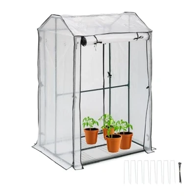 Image of Relaxdays Balcony Greenhouse, 4 Shelves, HWD: 150 x 100 80 cm, Cultivation, Cold Frame, PVC, Steel, Transparent/Green