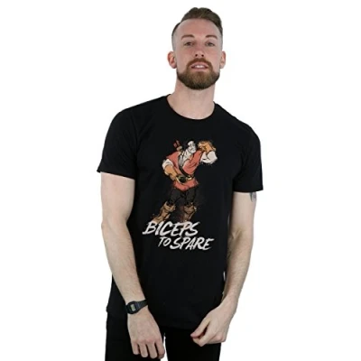 Image of Disney Men&#039;s Beauty and The Beast Gaston Biceps to Spare T Shirt Black Large