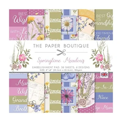Image of The Paper Boutique Spring Meadows Embellishments Pad, Multicoloured, 8 x inches