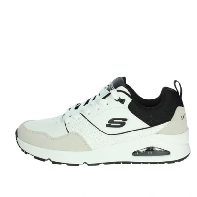 Image of Skechers Men&#039;s UNO Retro ONE Sneaker, White Leather/Duraleather/Black Mesh, 6 UK