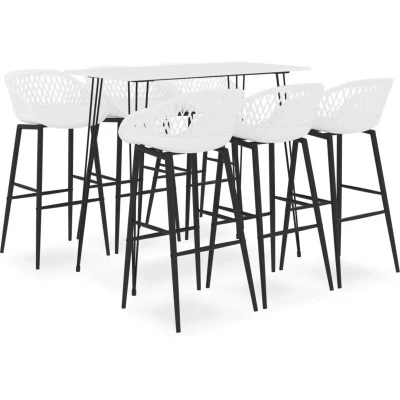 Image of vidaXL 7 Piece Bar Set White