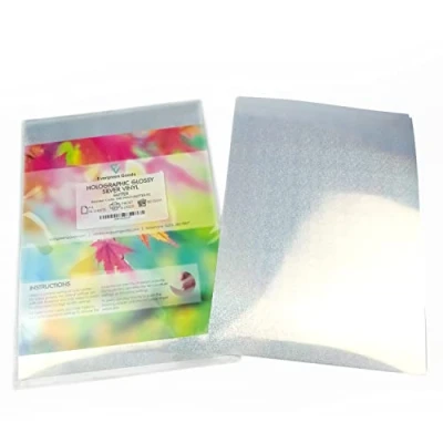Image of Evergreen Goods™ 10 Sheets A4 Glitter Pattern Silver Holographic Vinyl Sticker Paper Inkjet &amp; Laser Printable Self Adhesive Stickers Printer Suitable for Cricut Silhouette Machines