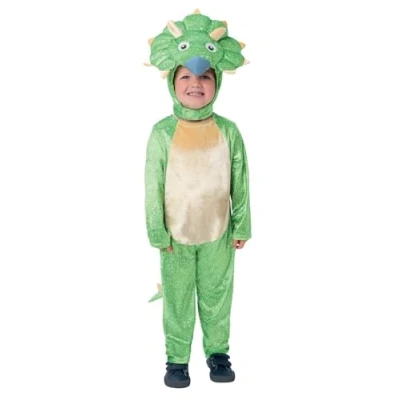 Image of Smiffys Gigantosaurus Deluxe Tiny Costume for Kids, All in One and Character Hood Green, Officially Licensed, Padded 3D Tail with Scales, Ideal Halloween Fancy Dress Parties