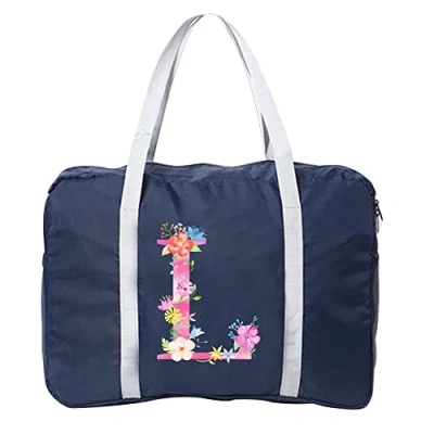 Image of Pink Initial Letter Printed Cabin Bag 45x36x20 for Easyjet Airlines Underseat Travel Holdall Carry on Hand Luggage Weekend Packable Duffel Bag,Sports Fitness (Pink L)