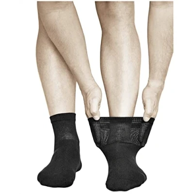 Image of vitsocks Men&#039;s Cushioned Comfort Ankle Soft Top Socks (3 PAIRS) Cosy for Sensitive Feet, black, 8 9