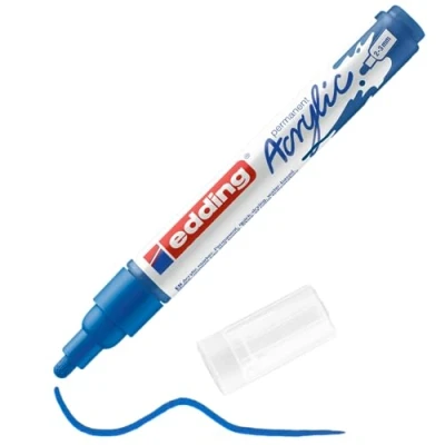 Image of edding 5100 acrylic marker medium blue 1 waterproof paint round nib 2 3mm pen for drawing on canvas, art paper and wood markers pebbles