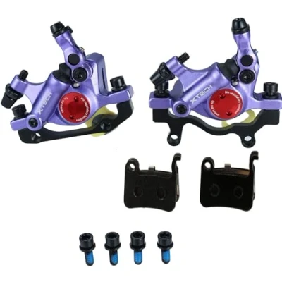 Image of Mgoodoo MTB Hydraulic Disc Brake Set, Bicycle Sets Front and Rear Line Pulling Brake, Purple