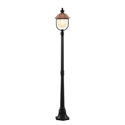 Image of Post Light &#039;Clint&#039; dimmable (Vintage, Antique) in Copper Made of Aluminium (1 Source, E27) from Lindby Pole Light, Lantern