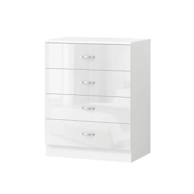 Image of High Gloss 4 Drawer Chest Height 68.5 cm x Width 60 Depth 40 (White)