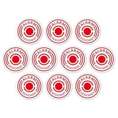 Image of Pack of 10 &quot;Alarm&quot; Stickers 20 mm Alarm System Warning Decal Anti Theft Car Vehicle Security for Inside Window Pane Art. hin_004_20mm_innen [German Language Product]