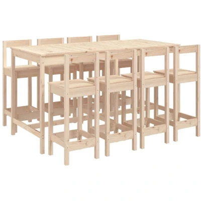 Image of vidaXL 9 Piece Garden Bar Set Solid Wood Pine