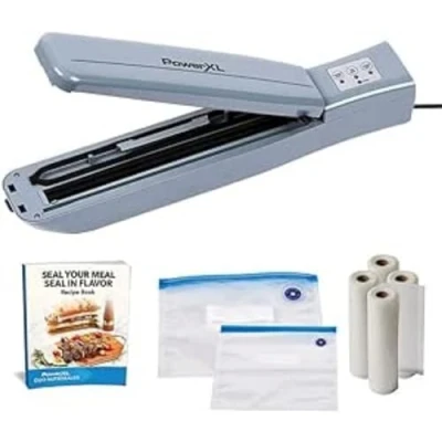 Image of Power XL Duo Vacuum Nutrisealer 6 In 1 Automatic Food Sealer Machine Air Sealing System For Meal Preservation Dry &amp; Moist Foods Liquids 2x3m Bag Roll Included (Nutrisealer with Bags)