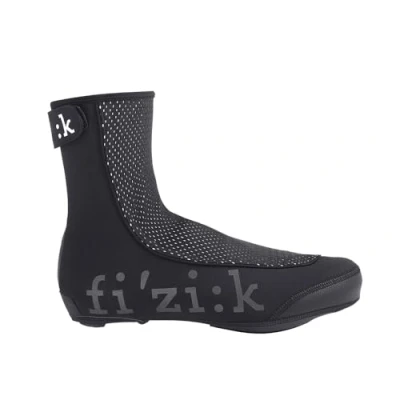 Image of Fizik Waterproof Breathable Winter Overshoes for Road Cycling Shoes, Fully Seamed YKK Zip, Reflective, Heavy Duty, Size X/Large (EU 47 49) Black