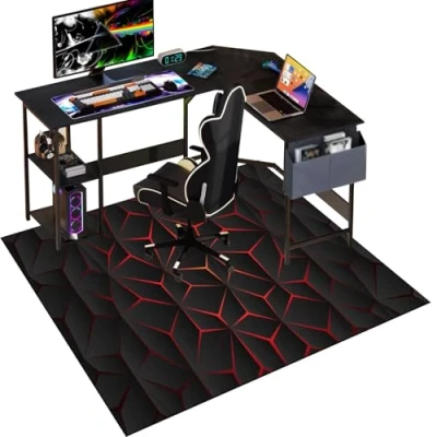 Image of Gaming Chair Mat for Hardwood Floor 100 x 120 cm Anti Slip Protector Non Protection Desk Carpets Computer Room Home Office Decor
