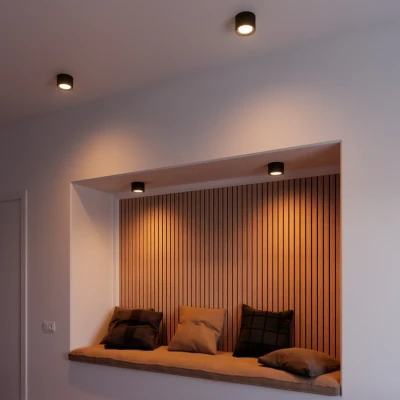 Image of Nordlux Landon Smart LED downlight, black, height 8.2 cm