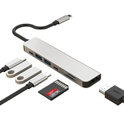 Image of Pipestation USB C Hub (7 in 1) Laptop Charging dock Multiport Adapter with 4K HDMI 100W Power Delivery A/TF SD Card Reader Thunderbolt 3 compatible MacBook Pro/Steam Deck