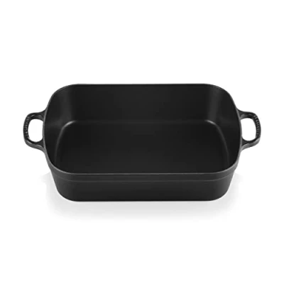Image of Le Creuset Signature Enamelled Cast Iron Rectangular Roasting Dish, 37 cm, 6.6 Litres, Matte Black, 20184370000422