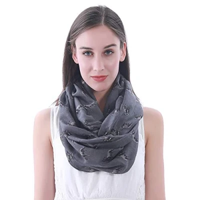 Image of Staffordshire Bull Terrier Dog Print Women&#039;s Infinity Scarf Snood Lightweight (Grey)