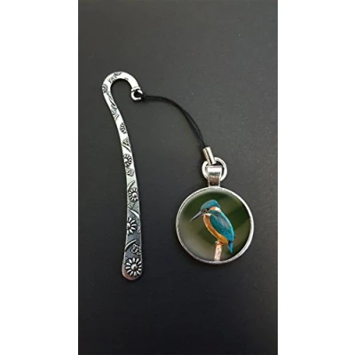 Image of Kingfisher Bird Pendant On a Silver Coloured Metal Design Bookmark Ideal Birthday Gift N110