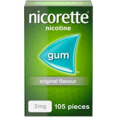 Image of Nicorette 2mg Gum Original Flavour (105 Pieces), Nicotine to Help Quit Cigarettes for Good, Discreet and Fast Acting Stop Smoking Aid Ease Cravings, Chewing