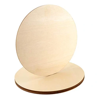Image of LUTER 10 Inch Pack of 5 Wooden Discs Round Unfinished Cutouts for DIY Circle Sign
