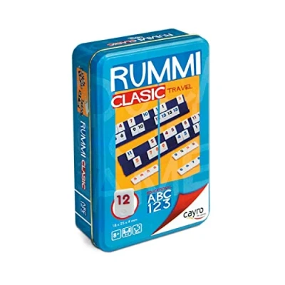 Image of Cayro Rummi Ages 8+ Classic Model Fun Board Game for Children and Adults Travel Edition in Metal Box Ideal 2 to 4 Players