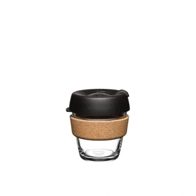 Image of KeepCup Reusable Coffee Cup Brew Tempered Glass and Natural Cork, XS 6oz/177ml Black