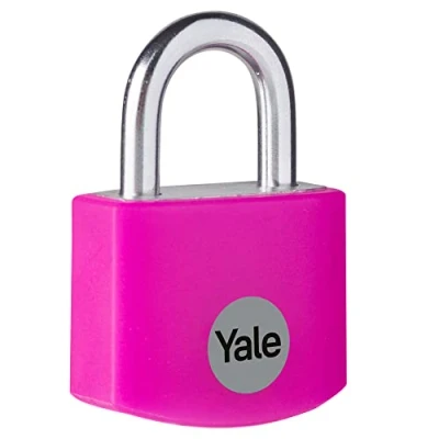 Image of Yale YE3B/25/112/1/P Standard Security 25mm Aluminium Padlock Pink Open Steel shackle 3 keys