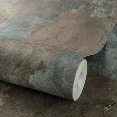 Image of SOPHIE LAURENCE Brown Concrete Effect Wallpaper, Distressed Industrial Style, 3D Textured Vinyl, 53cm x 10.05m Roll, Scrubbable, Paste The Wall, Ideal for Any Room