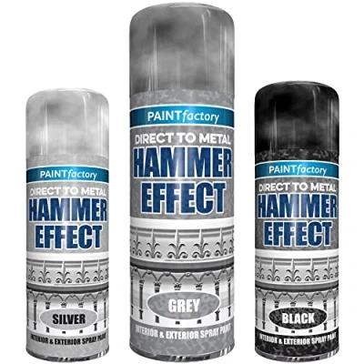 Image of Classic Signature Hammered Effect Spray Paint 400ml, Use for Interior &amp; Exterior Aerosol Metal, Wood, Plastic (1 x Pack, Grey)