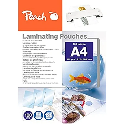 Image of Peach Laminating Pouches A4 100 mic 125 Glossy Premium Quality for Best Results Compatible with Devices of All Brand Manufacturers PP500 02P