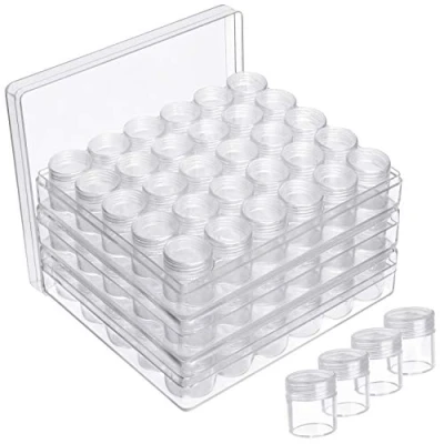Image of Kurtzy 3 Pack Clear Plastic Bead Storage Organiser Box (90 Jars) Small Removable Compartment Containers with Lids Diamond Dot Painting Beads, Jewellery, DIY Nail Art, Glitter &amp; Embroidery