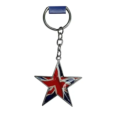Image of Thomas Benacci Union Jack Star Keychain Metal and Enamel/Red White Blue/British Flag Keyring Souvenir from London England UK