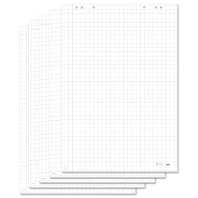 Image of SIGEL MU165 FliPiecehart Pads, with perforations, squaRed, 68 x 98 cm, White, 5 pads 20 sheets