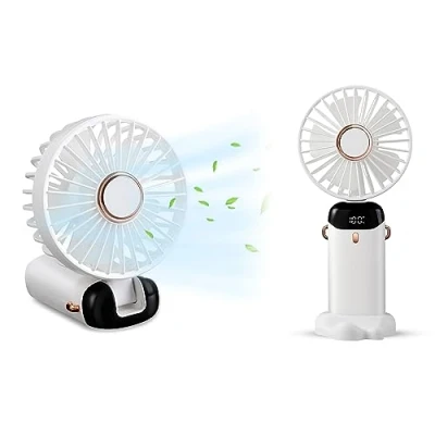 Image of ASAB Handheld Fan 4200mAh USB Rechargeable Battery Adjustable 5 Speeds Portable and Easy to Hold Desk Pocket with 90 Foldable Design 12 Hours Timing Low Noise Operation LED Display