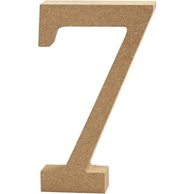 Image of Wooden MDF Number 7 Size 8cm Tall Free Standing For Arts &amp; Crafts Personalized Name Decor