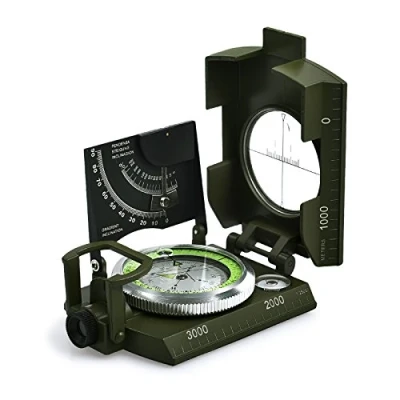 Image of Proster Compass Waterproof Navigation Clinometer with Fluorescent Scale Portable Metal Sighting for Hiking Camping