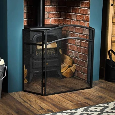 Image of Home Discount Fire Vida Milton Screen Spark Guard Arched, Black