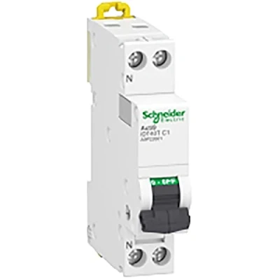 Image of Schneider Electric Acti9 iDT40T Modular Circuit Breaker 1P+N 1A Curve C 4500A/6kA A9P22601