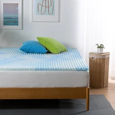 Image of ZINUS Cooling Swirl Gel Memory Foam Mattress Topper Cooling, Design For Air Circulation Pressure Relief 140 x 200 cm Oeko Tex Certified Mattress, Bed, Sofa